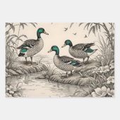 Mallard Ducks chinesische Illustration Print Geschenkpapier Set (Vorderseite 3)