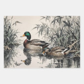 Mallard Ducks chinesische Illustration Print Geschenkpapier Set (Vorderseite 2)