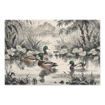Mallard Ducks chinesische Illustration Print