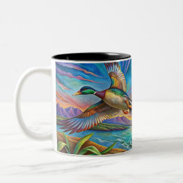 MALLARD DUCKS FLIEGEN ZWEI-TONKAFFEE-TASSE ZWEIFARBIGE TASSE