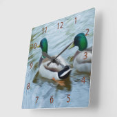 Mallard Ducks Quadratische Wanduhr (Winkel)