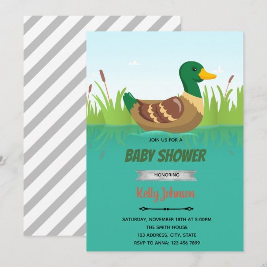 Mallard Dusche Geburtstagsdusche Einladung (Vorne/Hinten)