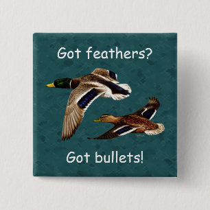 Mallard Encks im Flug Aquamarin Button