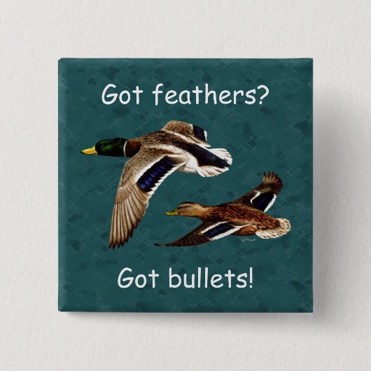 Mallard Encks im Flug Aquamarin Button (Vorderseite)