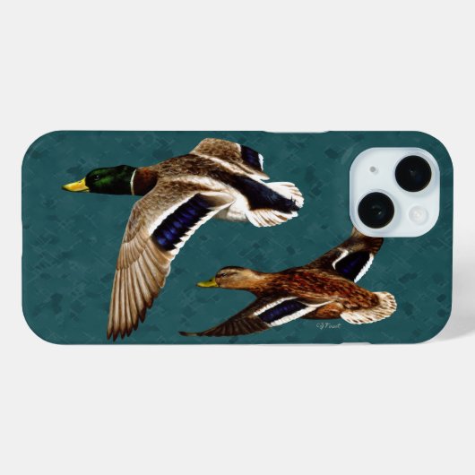 Mallard Encks im Flug Aquamarin Case-Mate iPhone Hülle (Rückseite (Horizontal))