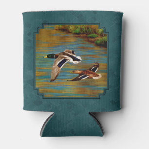 Mallard Encks im Flug Aquamarin Dosenkühler