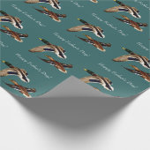 Mallard Encks im Flug Aquamarin Geschenkpapier (Ecke)