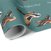 Mallard Encks im Flug Aquamarin Geschenkpapier (Rolleneckpunkt)