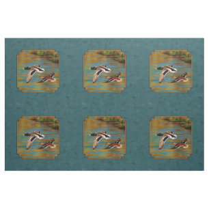 Mallard Encks im Flug Aquamarin Stoff