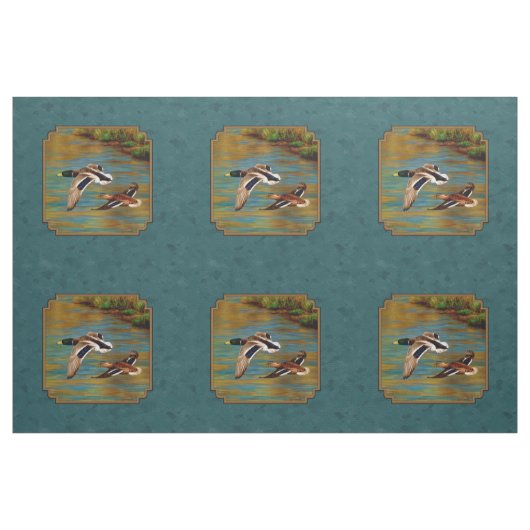 Mallard Encks im Flug Aquamarin Stoff (Yard (91,4 cm))