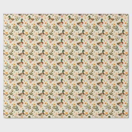 Mallard Encks in einem Waldmuster Geschenkpapier (Flach)