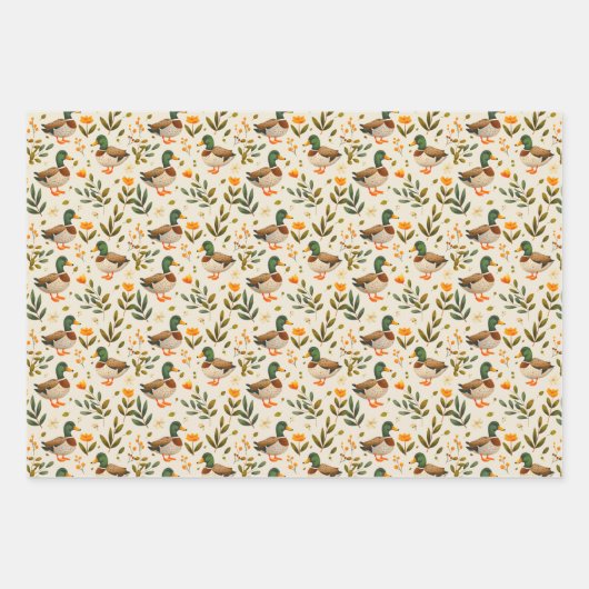 Mallard Encks in einem Waldmuster Geschenkpapier Set (Vorderseite 2)