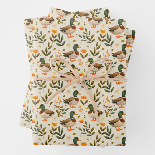 Mallard Encks in einem Waldmuster Geschenkpapier Set (Beispiel)