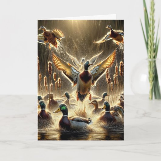 Mallard Encks in Pond zum Geburtstag Karte (Vorderseite)