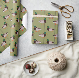 Mallard Encks mit Olive Green Strips Geschenkpapier