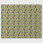 Mallard Encks mit Olive Green Strips Geschenkpapier (Flach)