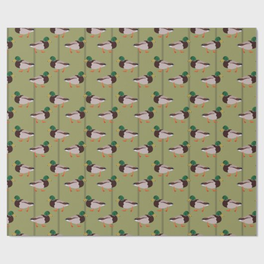 Mallard Encks mit Olive Green Strips Geschenkpapier (Flach)