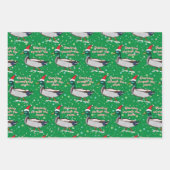 Mallard Ente in Weihnachtsmannmütze Quacken durch Geschenkpapier Set (Vorderseite)