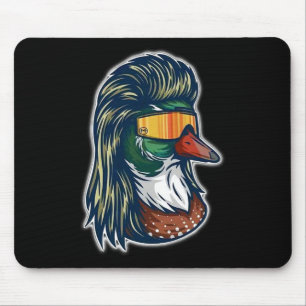 Mallard-Ente mit Mullet und Gläsern Mousepad