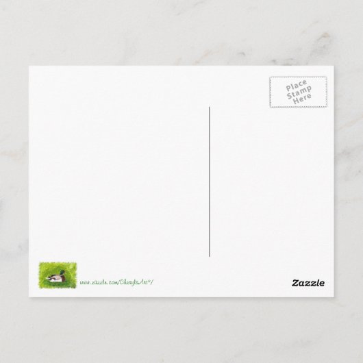 Mallard Ente sitzt im Gras Postkarten (Rückseite)