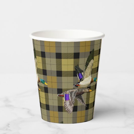 Mallard-Enten auf Kariert Pappbecher (Rückseite)