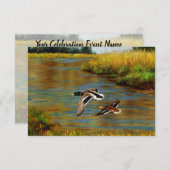 Mallard Enten fliegen über Teich Einladung (Vorne/Hinten)