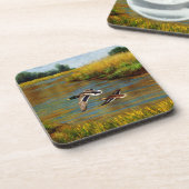 Mallard Enten fliegen über Teich Getränkeuntersetzer (Linke Seite)