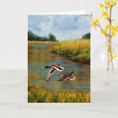 Mallard Enten fliegen über Teich Karte (Gelbe Blume)