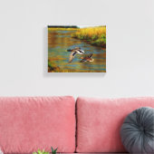 Mallard Enten fliegen über Teich Leinwanddruck (Insitu (Wohnzimmer))