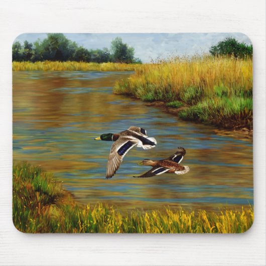 Mallard Enten fliegen über Teich Mousepad (Vorne)