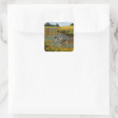 Mallard Enten fliegen über Teich Quadratischer Aufkleber (Tasche)