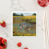 Mallard Enten fliegen über Teich Serviette (Beispiel)