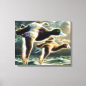 Mallard Enten im Flight Wrapped Canvas Leinwanddruck (Vorderseite)