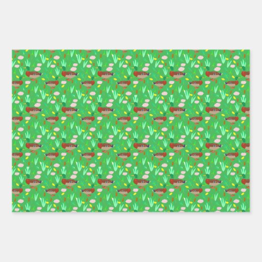 Mallard Enten in einem Sumpflandmuster Geschenkpapier Set (Vorderseite 3)