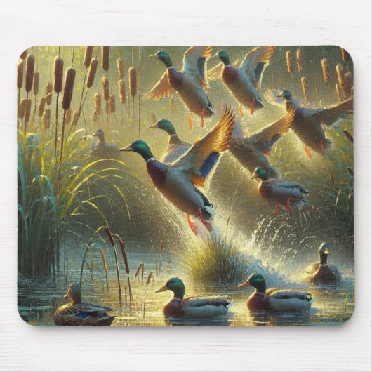 Mallard Enten in Sunlit Pond Mousepad (Vorne)