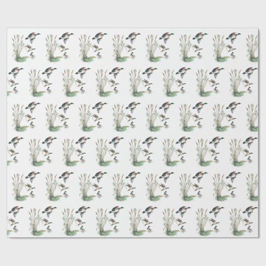 Mallard Enten und Cattails Geschenkpapier (Flach)