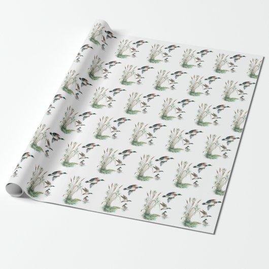 Mallard Enten und Cattails Geschenkpapier (Ungerollt)