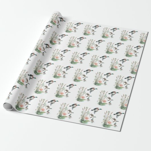 Mallard Enten und Cattails Geschenkpapier (Ungerollt)