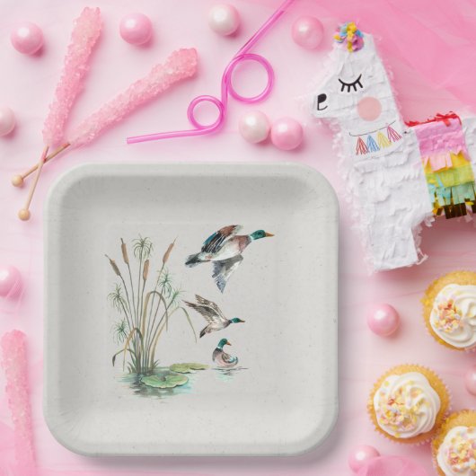 Mallard Enten und Cattails Pappteller (Party)