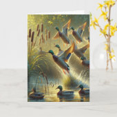 Mallard Enten und Katzen Geburtstag Karte (Gelbe Blume)