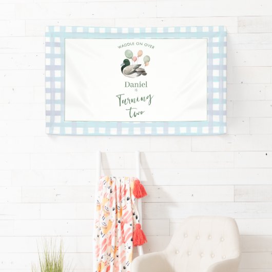 Mallard Lucky Duck Any Age Birthday Banner (Insitu)