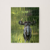 Mallard Mirrored auf grünem Wasser Puzzle (Vertikal)