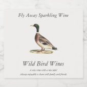 Mallard oder Wilde Ente (Anas platyrhynchos) Schaumweinetikett (Einzelnes Label)