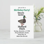 Mallard Quack-Tastic Duck Birthday Party Einladung (Stehend Vorderseite)