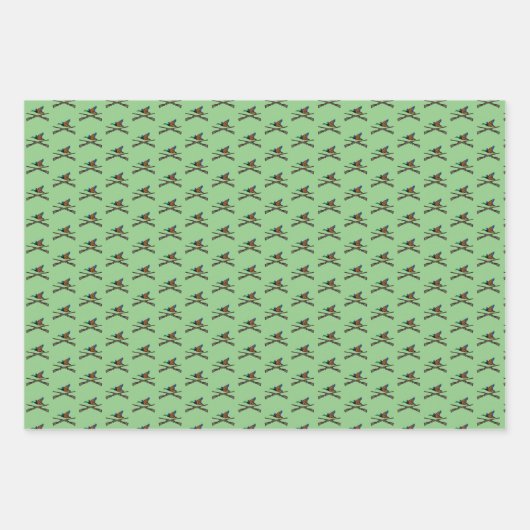 Mallard Shotgun Duck Jagdmuster Grün Geschenkpapier Set (Vorderseite)