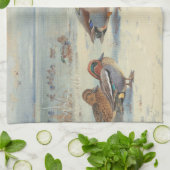 Mallard und aquamarin im Schnee, Vögel Geschirrtuch (Gefaltet)