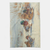 Mallard und aquamarin im Schnee, Vögel Geschirrtuch (Vertikal)
