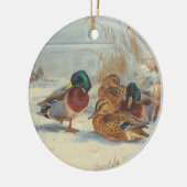Mallard und aquamarin im Schnee, Vögel Keramik Ornament (Links)