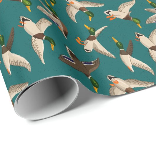 Mallards Gift Wrap Aquamarin Geschenkpapier (Rolleneckpunkt)