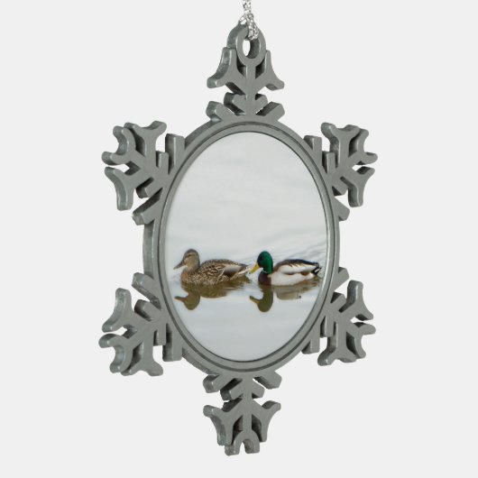Mallards Schneeflocken Zinn-Ornament (Links)